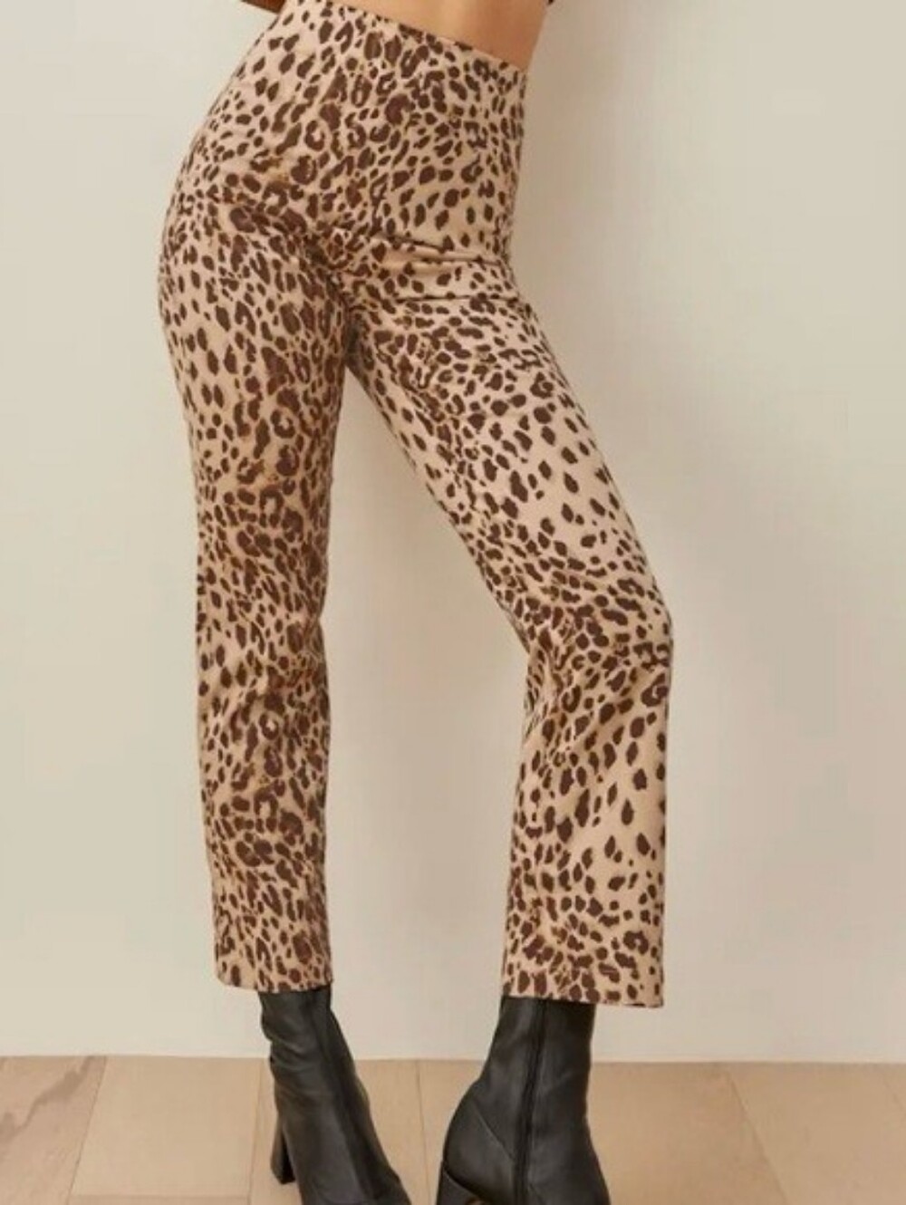 0 Reformationβ Animal Print Skinny Zip Back Pants